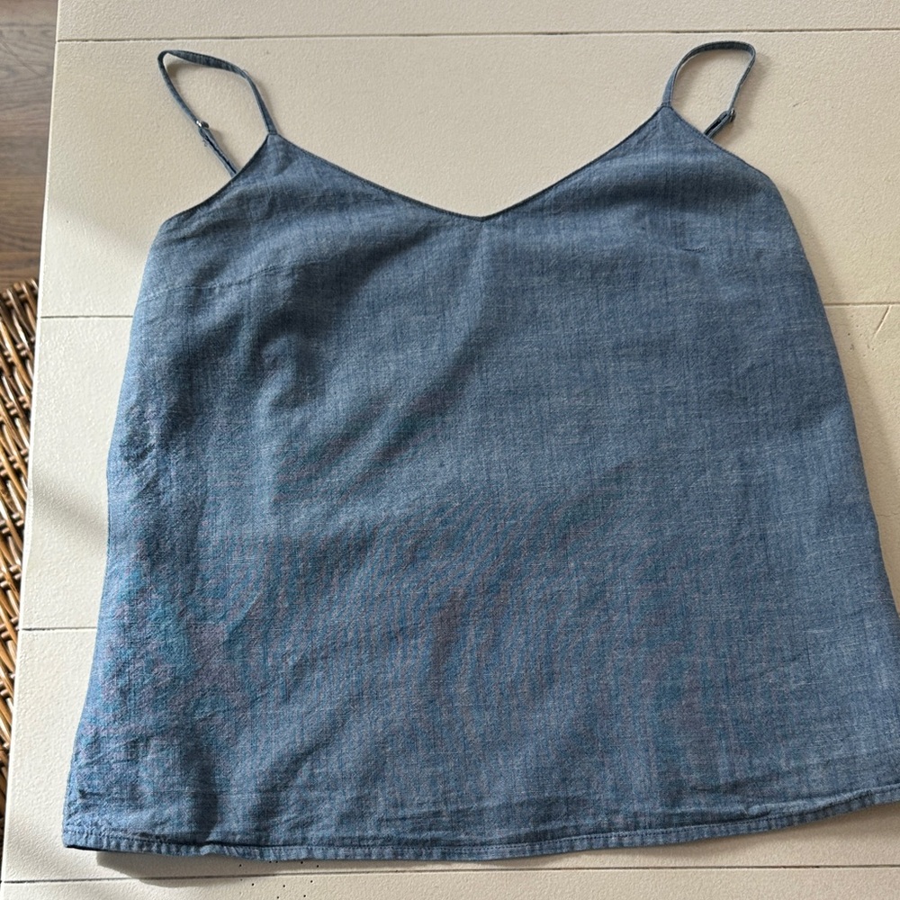J. Crew Lined linen-type Blue Camisole Top